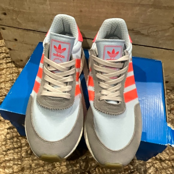 Adidas Iniki Runner Sneakers - Gray and Neon Orange - Picture 3 of 4